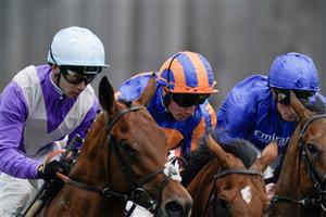 CHESTER, ENGLAND - MAY 11: Ryan Moore riding San Antonio (blue/orange) on their way to winning The Boodles Dee Stakes at Chester Racecourse on May 11, 2023 in Chester, England. (Photo by Alan Crowhurst/Getty Images)