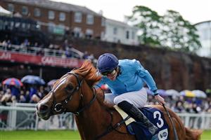 CHESTER, ENGLAND - MAY 11: James Doyle riding Hackman win The British EBF Ruby Anniversary Maiden Stakes at Chester Racecourse on May 11, 2023 in Chester, England. (Photo by Alan Crowhurst/Getty Images)