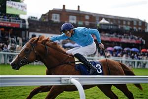 CHESTER, ENGLAND - MAY 11: James Doyle riding Hackman win The British EBF Ruby Anniversary Maiden Stakes at Chester Racecourse on May 11, 2023 in Chester, England. (Photo by Alan Crowhurst/Getty Images)