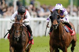 CHESTER, ENGLAND - MAY 11: Tom Marquand riding Hamish (L, white) win The tote.co.uk Bet 5 Get 20 Ormonde Stakes at Chester Racecourse on May 11, 2023 in Chester, England. (Photo by Alan Crowhurst/Getty Images)