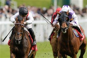 CHESTER, ENGLAND - MAY 11: Tom Marquand riding Hamish (L, white) win The tote.co.uk Bet 5 Get 20 Ormonde Stakes at Chester Racecourse on May 11, 2023 in Chester, England. (Photo by Alan Crowhurst/Getty Images)