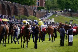 CHESTER, ENGLAND - MAY 12: The unplaced horses after The CAA Stellar Earl Grosvenor Handicap at Chester Racecourse on May 12, 2023 in Chester, England. (Photo by Alan Crowhurst/Getty Images)