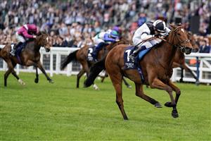 ASCOT, ENGLAND - MAY 13: Jim Crowley riding Rebel Territory (black/white) win The Peroni Nastro Azzurro Victoria Cup at Ascot Racecourse on May 13, 2023 in Ascot, England. (Photo by Alan Crowhurst/Getty Images)