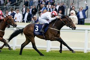 ASCOT, ENGLAND - MAY 13: Neill Callan riding Natural Force win The Peroni Nastro Azzurro Novice Stakes at Ascot Racecourse on May 13, 2023 in Ascot, England. (Photo by Alan Crowhurst/Getty Images)