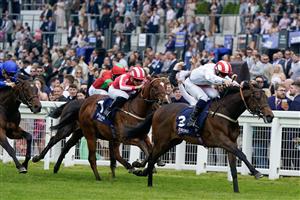 ASCOT, ENGLAND - MAY 13: Neill Callan riding Natural Force win The Peroni Nastro Azzurro Novice Stakes at Ascot Racecourse on May 13, 2023 in Ascot, England. (Photo by Alan Crowhurst/Getty Images)
