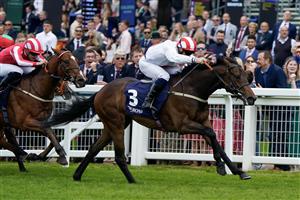 ASCOT, ENGLAND - MAY 13: Neill Callan riding Natural Force win The Peroni Nastro Azzurro Novice Stakes at Ascot Racecourse on May 13, 2023 in Ascot, England. (Photo by Alan Crowhurst/Getty Images)