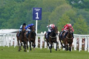 ASCOT, ENGLAND - MAY 13: Neill Callan riding Natural Force win The Peroni Nastro Azzurro Novice Stakes at Ascot Racecourse on May 13, 2023 in Ascot, England. (Photo by Alan Crowhurst/Getty Images)