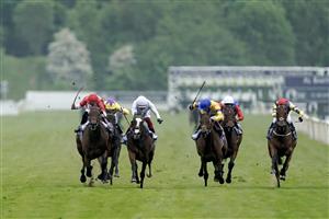 YORK, ENGLAND - MAY 18: Frankie Dettori riding Free Wind (white) win The Al Basti Equiworld Dubai Middleton Fillies' Stakes at York Racecourse on May 18, 2023 in York, England. (Photo by Alan Crowhurst/Getty Images)