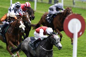 YORK, ENGLAND - MAY 18: Oisin Murphy riding Great State win The British EBF 40th Anniversary Westow Stakes at York Racecourse on May 18, 2023 in York, England. (Photo by Alan Crowhurst/Getty Images)