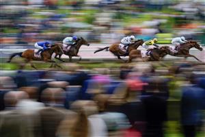 YORK, ENGLAND - MAY 19: Andrea Atzeni riding Giavellotto (R) win The Boodles Yorkshire Cup Stakes at York Racecourse on May 19, 2023 in York, England. (Photo by Alan Crowhurst/Getty Images)