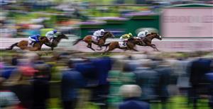 YORK, ENGLAND - MAY 19: Andrea Atzeni riding Giavellotto (R) win The Boodles Yorkshire Cup Stakes at York Racecourse on May 19, 2023 in York, England. (Photo by Alan Crowhurst/Getty Images)