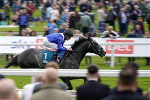 YORK, ENGLAND - MAY 19: William Buick riding Mostabshir win The Darley Novice Stakes at York Racecourse on May 19, 2023 in York, England. (Photo by Alan Crowhurst/Getty Images)