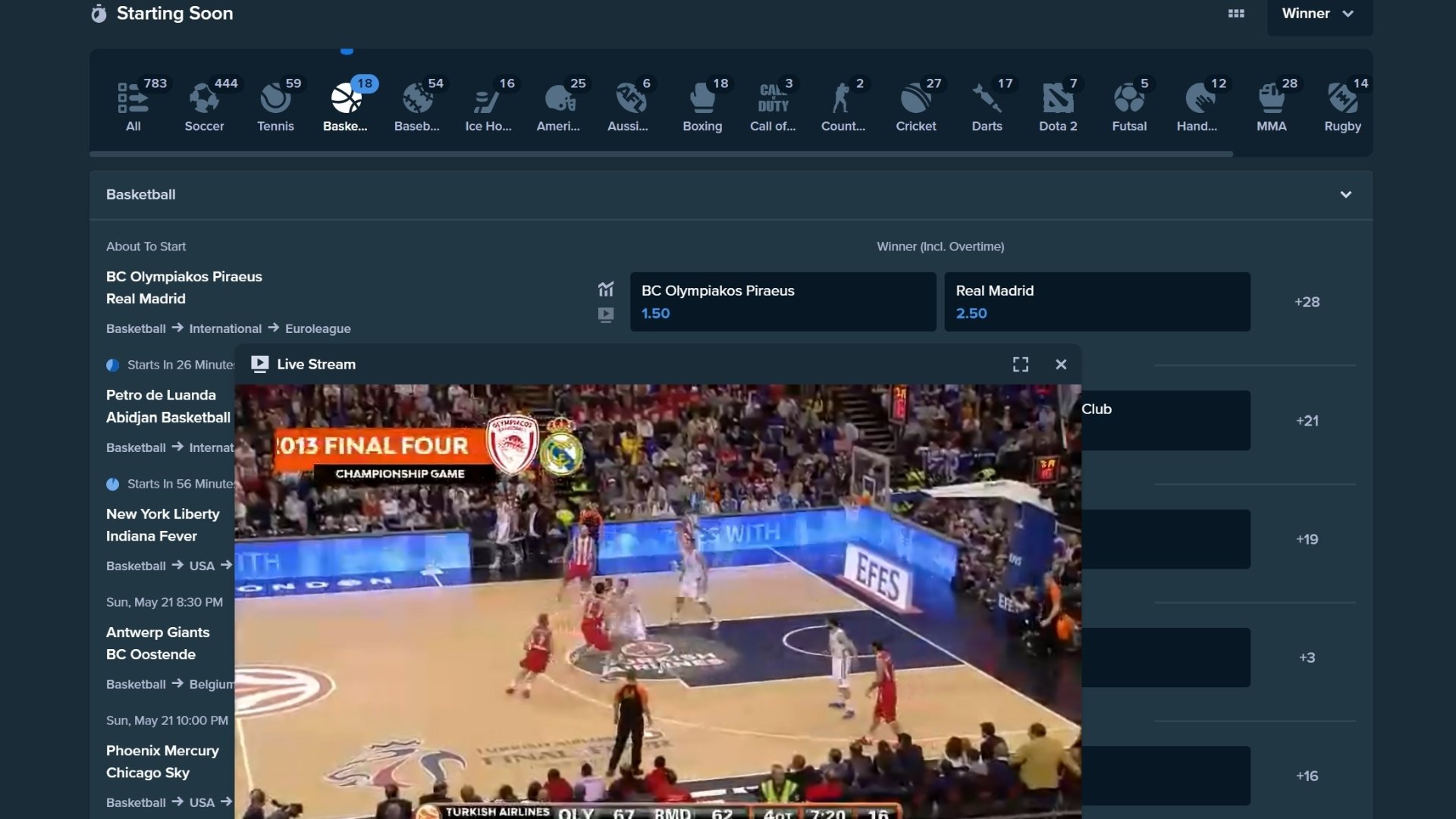 Olympiakos vs Real Madrid Euroleague Final Four Stream (Watch The Grand Finals Live Now)
