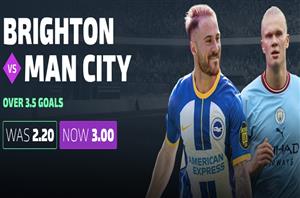 Brighton vs Man City: Get 3.00 on over 3.5 total goals to be scored