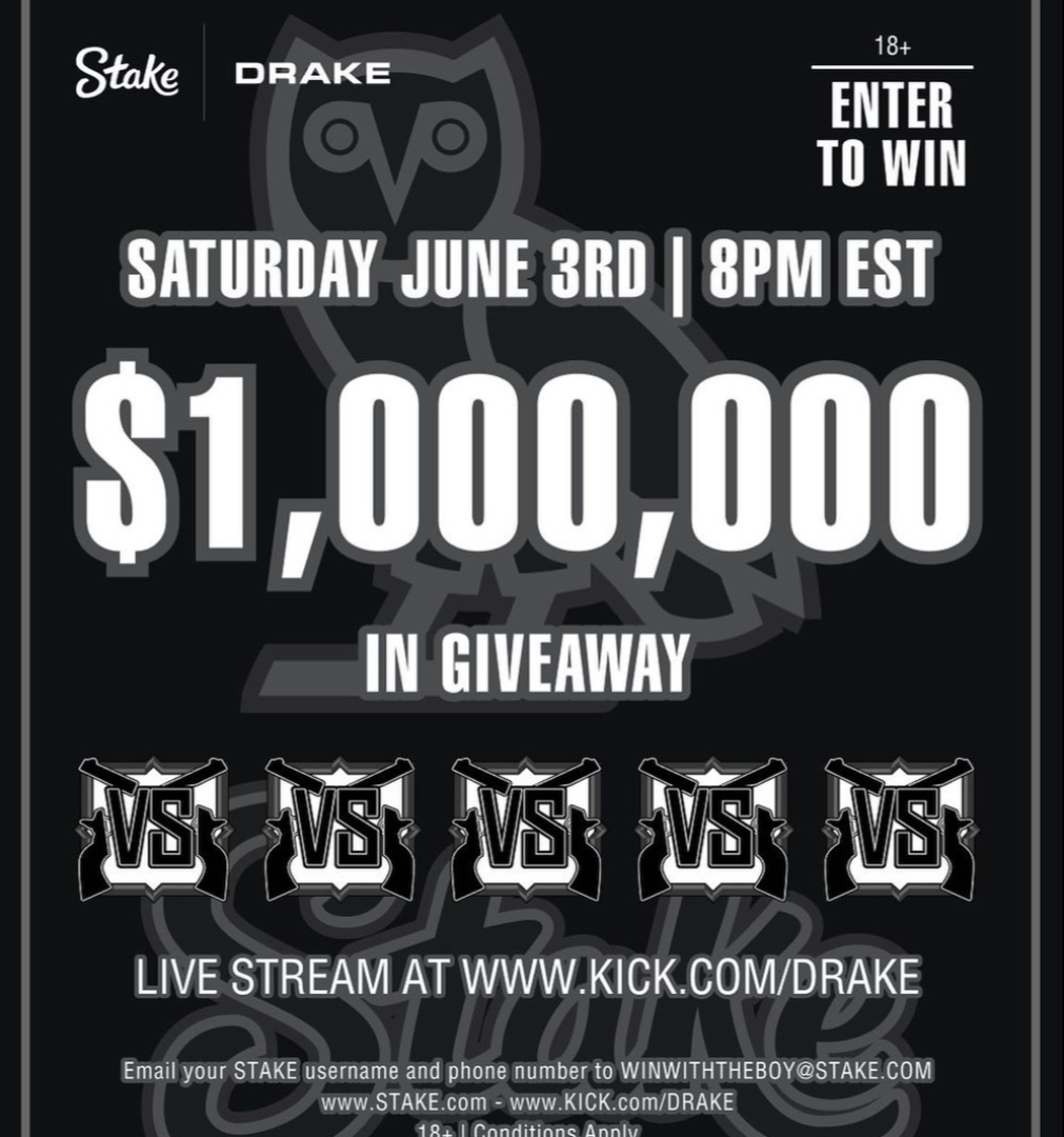 Stake vs Drake 5 live stream on on June 3, 2023 Win a share