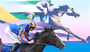 EPSOM, ENGLAND - JUNE 03: Auguste Rodin ridden by Ryan Moore (orange and blue silks) wins The Betfred Derby during Derby Day at Epsom Downs Racecourse on June 03, 2023 in Epsom, England. (Photo by Warren Little/Getty Images)