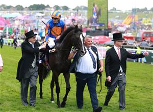 EPSOM, ENGLAND - JUNE 03: Auguste Rodin ridden by Ryan Moore wins The Betfred Derby during Derby Day at Epsom Downs Racecourse on June 03, 2023 in Epsom, England. (Photo by Warren Little/Getty Images)