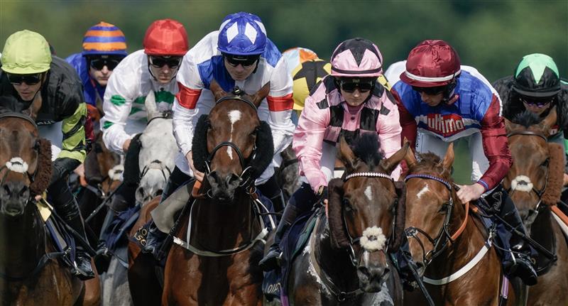ASCOT, ENGLAND - JUNE 20: A general view of action during The Ascot Stakes on day one during Royal Ascot 2023 at Ascot Racecourse on June 20, 2023 in Ascot, England. (Photo by Alan Crowhurst/Getty Images for Ascot Racecourse)