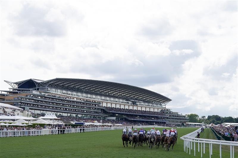 ASCOT, ENGLAND - JUNE 20: A general view as runners turn into the straight during The Ascot Stakes on day one during Royal Ascot 2023 at Ascot Racecourse on June 20, 2023 in Ascot, England. (Photo by Alan Crowhurst/Getty Images for Ascot Racecourse)