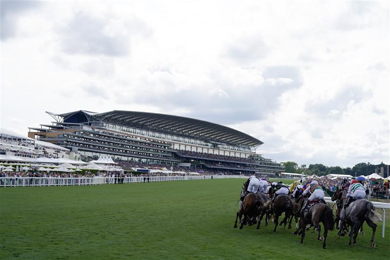 ASCOT, ENGLAND - JUNE 20: A general view as runners turn into the straight during The Ascot Stakes on day one during Royal Ascot 2023 at Ascot Racecourse on June 20, 2023 in Ascot, England. (Photo by Alan Crowhurst/Getty Images for Ascot Racecourse)