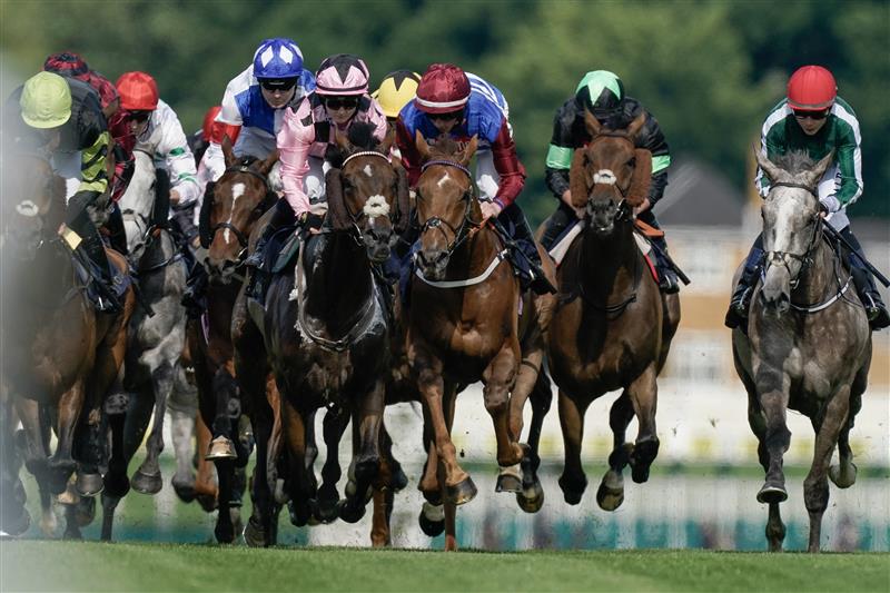 ASCOT, ENGLAND - JUNE 20: A general view of action during The Ascot Stakes on day one during Royal Ascot 2023 at Ascot Racecourse on June 20, 2023 in Ascot, England. (Photo by Alan Crowhurst/Getty Images for Ascot Racecourse)