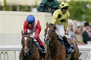 ASCOT, ENGLAND - JUNE 20: Neil Callan celebrates as he rides Triple Time to win The Queen Anne Stakes on day one during Royal Ascot 2023 at Ascot Racecourse on June 20, 2023 in Ascot, England. (Photo by Alan Crowhurst/Getty Images for Ascot Racecourse)