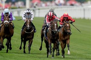ASCOT, ENGLAND - JUNE 20: Hollie Doyle riding Bradsell (red/white cap) win The King's Stand Stakes on day one during Royal Ascot 2023 at Ascot Racecourse on June 20, 2023 in Ascot, England. (Photo by Alan Crowhurst/Getty Images for Ascot Racecourse)