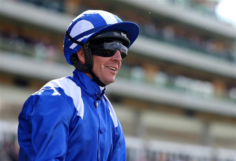 ASCOT, ENGLAND - JUNE 21: Jim Crowley riding Mostahdaf (blue/white) win The Prince Of Wales's Stakes on day two during Royal Ascot 2023 at Ascot Racecourse on June 21, 2023 in Ascot, England. (Photo by Tom Dulat/Getty Images for Ascot Racecourse)