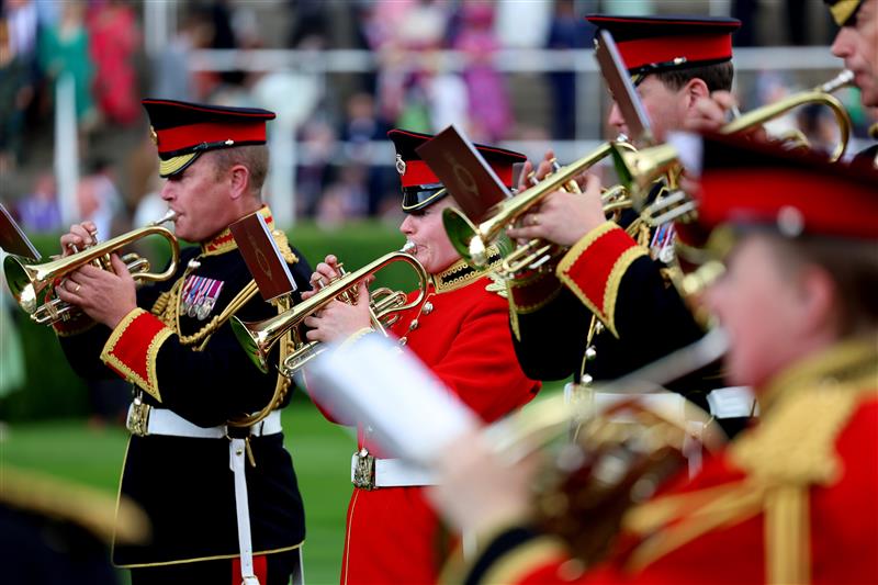 ASCOT, ENGLAND - JUNE 21: The band in the parade ring on day two during Royal Ascot 2023 at Ascot Racecourse on June 21, 2023 in Ascot, England. (Photo by Tom Dulat/Getty Images for Ascot Racecourse)