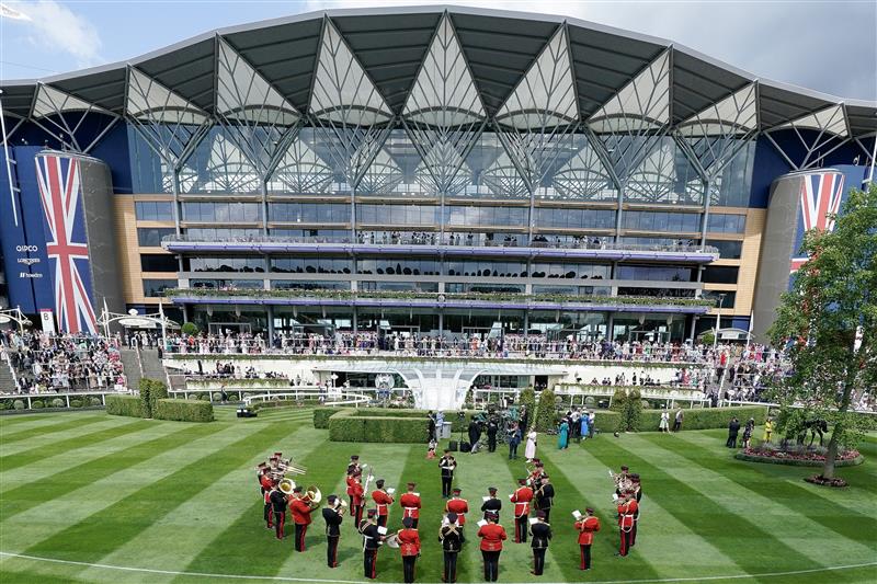ASCOT, ENGLAND - JUNE 21: The band in the parade ring on day two during Royal Ascot 2023 at Ascot Racecourse on June 21, 2023 in Ascot, England. (Photo by Alan Crowhurst/Getty Images for Ascot Racecourse)