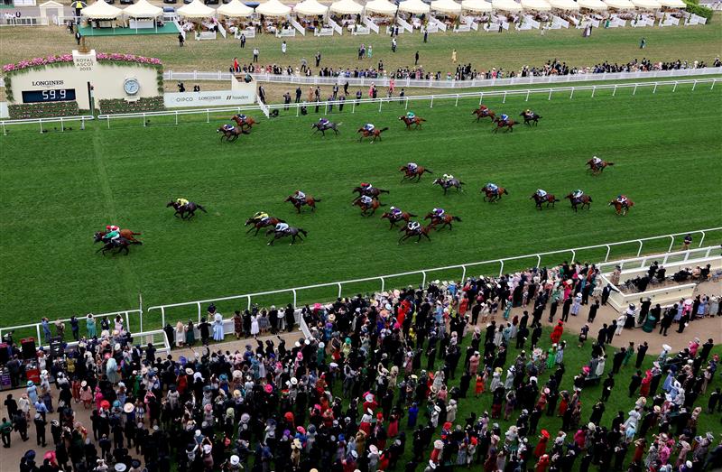 ASCOT, ENGLAND - JUNE 21: John Velazquez riding Crimson Advocate win The Queen Mary Stakes on day two during Royal Ascot 2023 at Ascot Racecourse on June 21, 2023 in Ascot, England. (Photo by Tom Dulat/Getty Images for Ascot Racecourse)