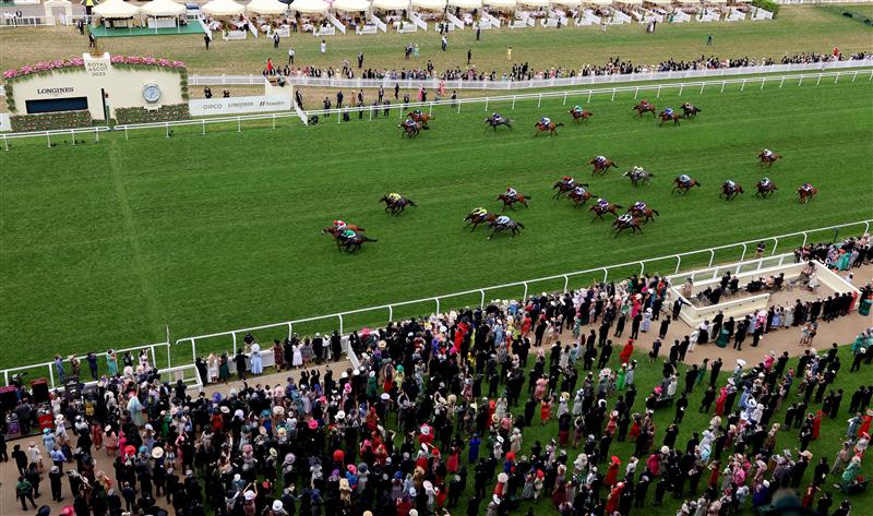 ASCOT, ENGLAND - JUNE 21: John Velazquez riding Crimson Advocate win The Queen Mary Stakes on day two during Royal Ascot 2023 at Ascot Racecourse on June 21, 2023 in Ascot, England. (Photo by Tom Dulat/Getty Images for Ascot Racecourse)