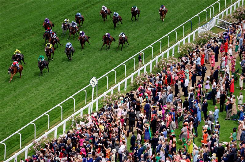 ASCOT, ENGLAND - JUNE 21: John Velazquez riding Crimson Advocate win The Queen Mary Stakes on day two during Royal Ascot 2023 at Ascot Racecourse on June 21, 2023 in Ascot, England. (Photo by Tom Dulat/Getty Images for Ascot Racecourse)