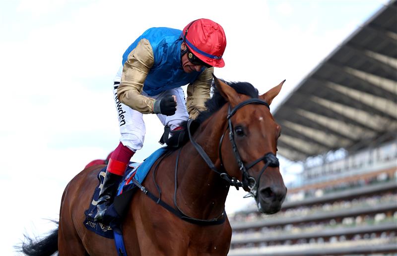 ASCOT, ENGLAND - JUNE 21: Frankie Dettori riding Gregory win The Queen's Vase on day two during Royal Ascot 2023 at Ascot Racecourse on June 21, 2023 in Ascot, England. (Photo by Tom Dulat/Getty Images for Ascot Racecourse)
