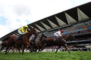 ASCOT, ENGLAND - JUNE 21: Villanova Queen ridden by Colin Keane crosses the line to win the Kensington Palace Stakes during day two of Royal Ascot 2023 at Ascot Racecourse on June 21, 2023 in Ascot, England. (Photo by Alex Pantling/Getty Images)