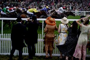 ASCOT, ENGLAND - JUNE 21: Colin Keane riding Villanova Queen (R, red cap) win The Kensington Palace Fillies' Handicap on day two during Royal Ascot 2023 at Ascot Racecourse on June 21, 2023 in Ascot, England. (Photo by Alan Crowhurst/Getty Images for Ascot Racecourse)