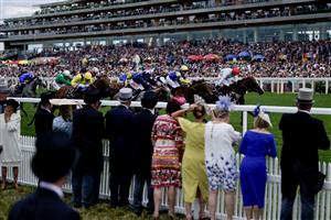 ASCOT, ENGLAND - JUNE 21: Colin Keane riding Villanova Queen (R, red cap) win The Kensington Palace Fillies' Handicap on day two during Royal Ascot 2023 at Ascot Racecourse on June 21, 2023 in Ascot, England. (Photo by Alan Crowhurst/Getty Images for Ascot Racecourse)