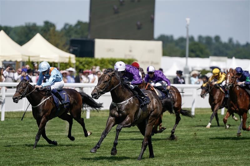 ASCOT, ENGLAND - JUNE 22: Rossa Ryan riding Valiant Force (purple) win The Norfolk Stakes on day three during Royal Ascot 2023 at Ascot Racecourse on June 22, 2023 in Ascot, England. (Photo by Alan Crowhurst/Getty Images for Ascot Racecourse)