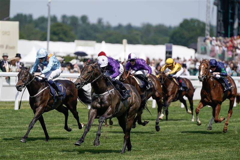 ASCOT, ENGLAND - JUNE 22: Rossa Ryan riding Valiant Force (purple) win The Norfolk Stakes on day three during Royal Ascot 2023 at Ascot Racecourse on June 22, 2023 in Ascot, England. (Photo by Alan Crowhurst/Getty Images for Ascot Racecourse)