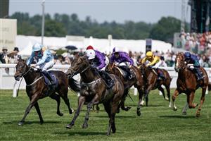 ASCOT, ENGLAND - JUNE 22: Rossa Ryan riding Valiant Force (purple) win The Norfolk Stakes on day three during Royal Ascot 2023 at Ascot Racecourse on June 22, 2023 in Ascot, England. (Photo by Alan Crowhurst/Getty Images for Ascot Racecourse)