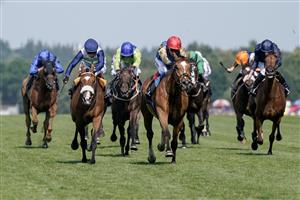 ASCOT, ENGLAND - JUNE 22: Frankie Dettori riding Courage Mon Ami (red cap) win The Gold Cup on day three during Royal Ascot 2023 at Ascot Racecourse on June 22, 2023 in Ascot, England. (Photo by Alan Crowhurst/Getty Images for Ascot Racecourse)