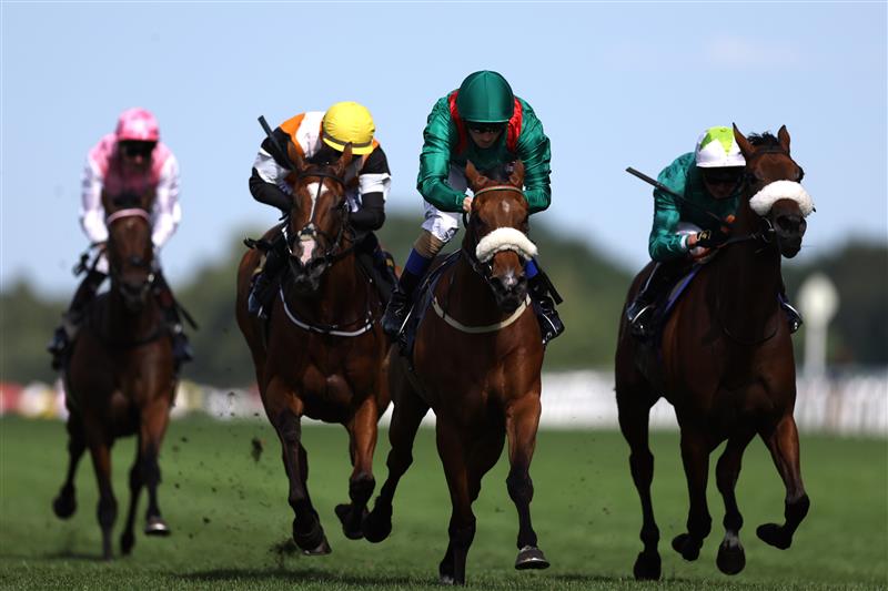 ASCOT, ENGLAND - JUNE 23: Tahiyra ridden by Chris Hayes on the way to victory in The Coronations Stakes during day four of Royal Ascot 2023 at Ascot Racecourse on June 23, 2023 in Ascot, England. (Photo by Alex Pantling/Getty Images)