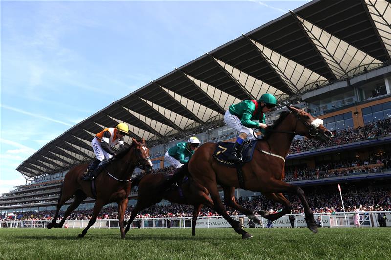 ASCOT, ENGLAND - JUNE 23: Tahiyra ridden by Chris Hayes crosses the line to win The Coronation Stakes during day four of Royal Ascot 2023 at Ascot Racecourse on June 23, 2023 in Ascot, England. (Photo by Alex Pantling/Getty Images)