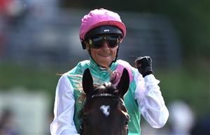 ASCOT, ENGLAND - JUNE 23: Frankie Dettori riding Coppice after winning The Sandringham Stakes during day four of Royal Ascot 2023 at Ascot Racecourse on June 23, 2023 in Ascot, England. (Photo by Alex Pantling/Getty Images)
