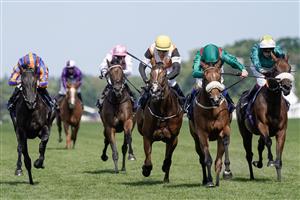 ASCOT, ENGLAND - JUNE 23: Chris Hayes riding Tahiyra (green cap) win The Coronation Stakes on day four during Royal Ascot 2023 at Ascot Racecourse on June 23, 2023 in Ascot, England. (Photo by Alan Crowhurst/Getty Images for Ascot Racecourse)