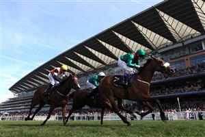 ASCOT, ENGLAND - JUNE 23: Tahiyra ridden by Chris Hayes crosses the line to win The Coronation Stakes during day four of Royal Ascot 2023 at Ascot Racecourse on June 23, 2023 in Ascot, England. (Photo by Alex Pantling/Getty Images)