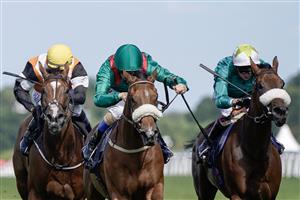 ASCOT, ENGLAND - JUNE 23: Chris Hayes riding Tahiyra (green cap) win The Coronation Stakes on day four during Royal Ascot 2023 at Ascot Racecourse on June 23, 2023 in Ascot, England. (Photo by Alan Crowhurst/Getty Images for Ascot Racecourse)