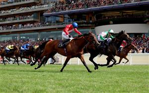 ASCOT, ENGLAND - JUNE 24: Jamie Spencer riding Khaadem win The Queen Elizabeth II Jubilee Stakes on day five during Royal Ascot 2023 at Ascot Racecourse on June 24, 2023 in Ascot, England. (Photo by Tom Dulat/Getty Images for Ascot Racecourse)