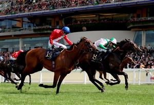 ASCOT, ENGLAND - JUNE 24: Jamie Spencer riding Khaadem win The Queen Elizabeth II Jubilee Stakes on day five during Royal Ascot 2023 at Ascot Racecourse on June 24, 2023 in Ascot, England. (Photo by Tom Dulat/Getty Images for Ascot Racecourse)