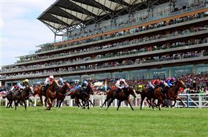 ASCOT, ENGLAND - JUNE 24: Wayne Lordan riding Age Of Kings win The Jersey Stakes on day five during Royal Ascot 2023 at Ascot Racecourse on June 24, 2023 in Ascot, England. (Photo by Tom Dulat/Getty Images for Ascot Racecourse)